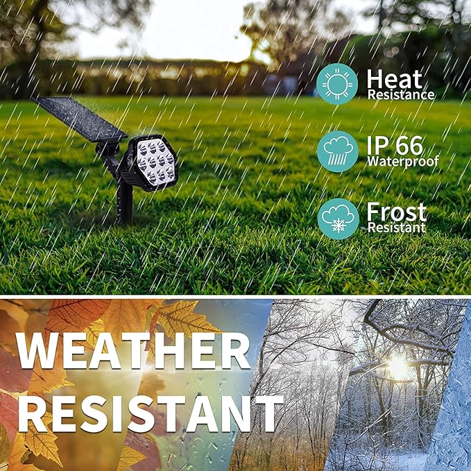 Nekteck Solar Lights Outdoor,10 LED Landscape Spotlights Powered Wall Lights 2-in-1 Wireless Adjustable Security Decoration Lighting for Yard Garden Walkway Porch Pool Driveway (2 Pack, Warm White)