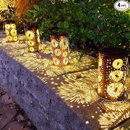 Mothers Day Gifts, 4 Pack Fireworks Solar Gardening Gifts Lanterns, Garden Decor for Outside, Solar Decorative Lights Waterproof, Outdoor Gifts for Women Mom Grandma, Yard Gifts for Patio, Pathway