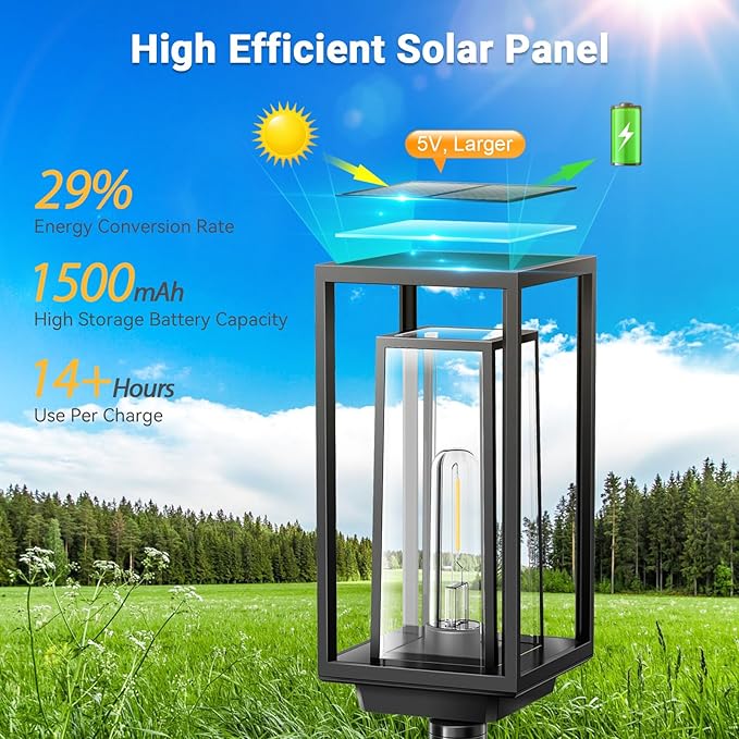 WdtPro Solar Pathway Lights Outdoor Waterproof, 2X Bigger & Brighter Yard Lights, Over 12 Hours Double-Layer, Auto On/Off, Landscape Lighting for Yard Patio Walkway Driveway,Warm White, 4 Pack