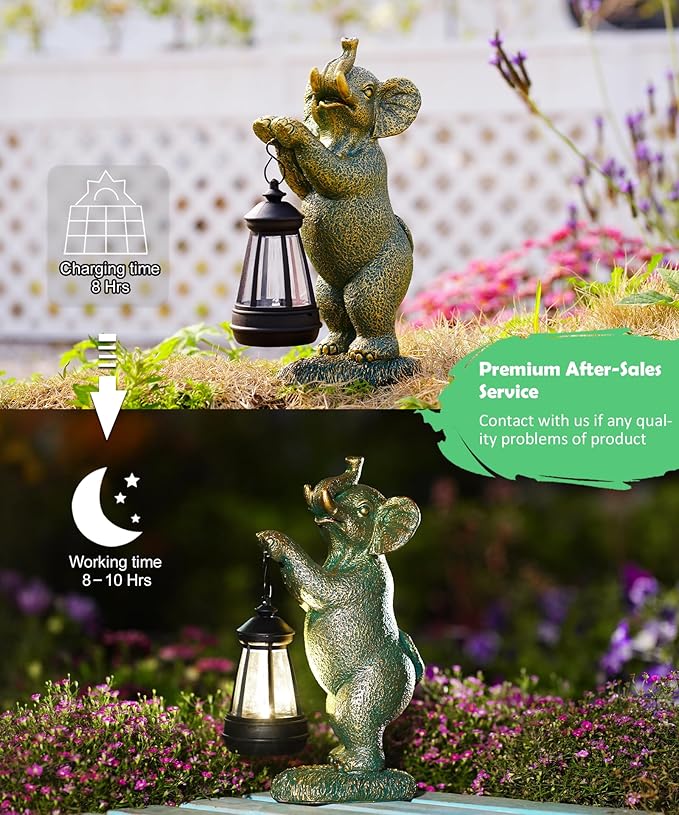 Solar Garden Outdoor Decor Statues: Art Figurines Decorations for Yard Patio Balcony Porch Lawn Ornaments - Gifts for Grandma Mom