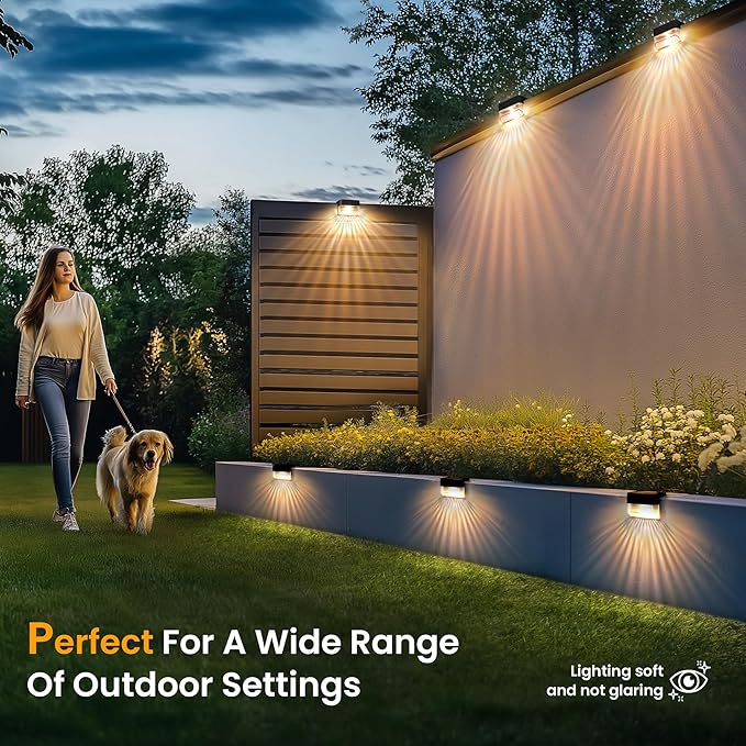 SOLPEX Solar Fence Lights Outdoor,Solar Deck Lights Waterproof Led Solar Lights for Outdoor Stairs,Step,Patio,Yard,Garden,Balcony and Porch,12 Pack Shell-Like Light Spots(Black Shell,Warm White&RGB)