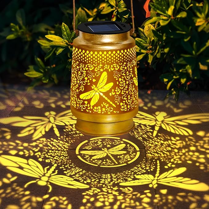 TEDOF Solar Lanterns Outdoor Waterproof,Dragonfly Solar Lights Garden Decor Gifts for Mom Women Grandma Decoration Outside for Yard, Patio,Backyard,Porch