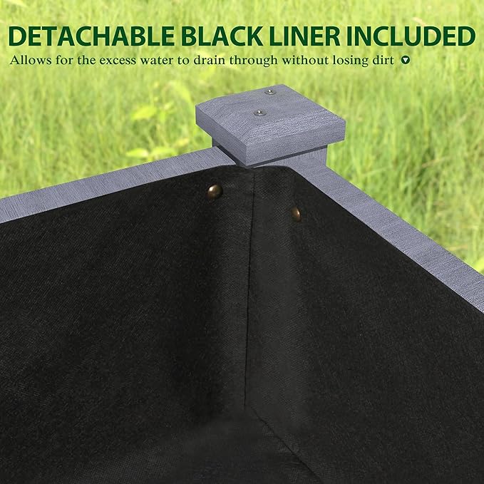 MUPATER 4 x 2 Raised Garden Bed, Elevated Garden Bed with Drainage Holes, Planter Box with Four Wheels and Legs for Herbs and Vegetables, Greenhouse, Garden, Farm, Gray