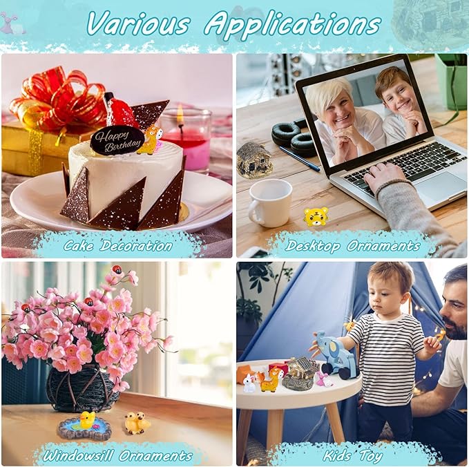 Modacraft 200Pcs Miniature Fairy Garden Accessories Including 100Pcs Fixed Pins, Fairy Garden Kit Fairy House Animal Figurines Mini Landscape for Garden Dollhouse Potted Plant Bonsai Terrarium Décor