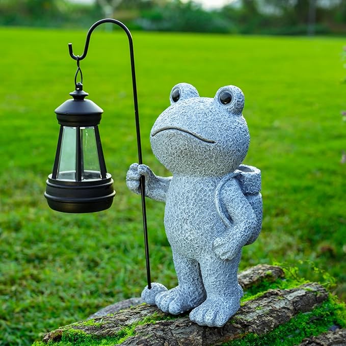 Garden Statue Outdoor Decor, Patio Garden Sculptures & Statues, Resin Outdoor Decor Gift for Women Mom Grandma (Frog)