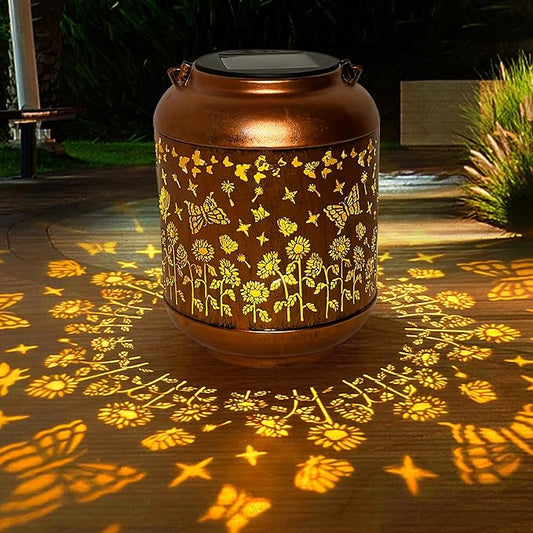 Solar Lanterns Outdoor, Waterproof Hanging Solar Lantern Garden Decor, Solar Lights for Backyard Porch Patio Table Yard Balcony Lawn Pathway, Butterfly Gifts for Women Grandma Mom