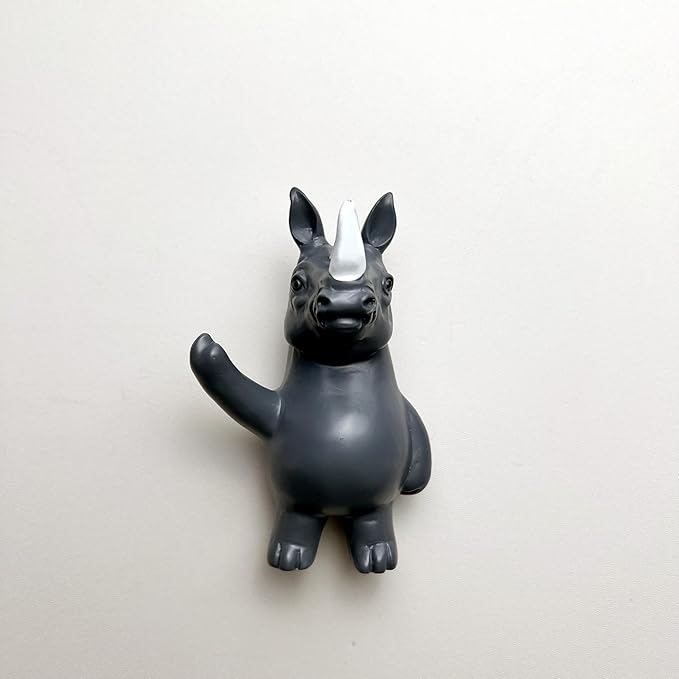 Jxueych Rebellious Rhino Figurine, Miniature Resin Rhino Standing 4 Inch, Adorable Mini Rhino - The Perfect Blend of Power and Charm for Your Home Decor!