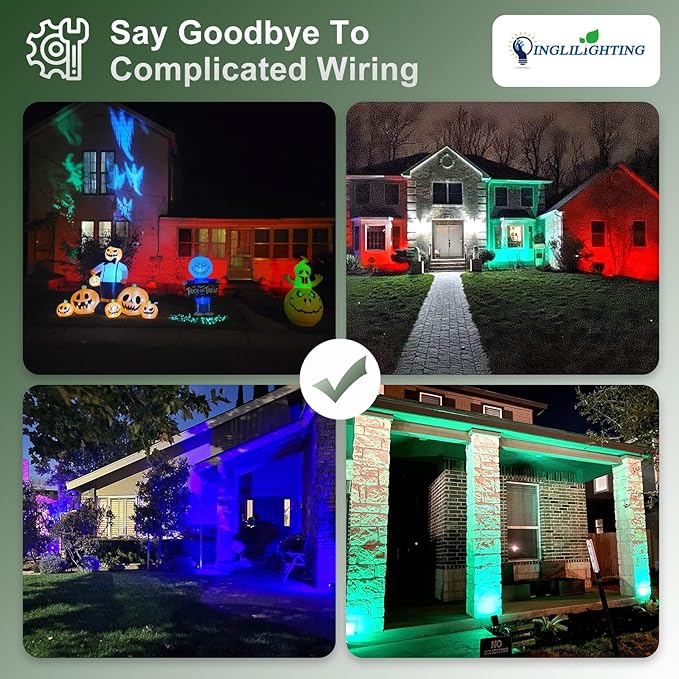 DINGLILIGHTING Solar Lights Outdoor Waterproof: IP65 Led Spot Light Decorations for Garden - Multicolor RGB Solar Powered for Yard - Dust to Dawn Uplighting Landscape Pathway Drive Patios 6PC