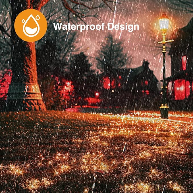 kolpop Orange Solar Fairy Lights Outdoor Waterproof, 3 Pack 33FT 80LED Solar Powered String Light, 8 Modes Copper Wire Solar Twinkle Lighting for Halloween Tree Garden Yard Outside