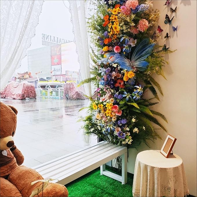 Weatherproof Metal Dining Bench, Outdoor Bench Backless Patio Bench 2-Person Farmhouse Bench Garden Bench for Kitchen, Living Room, Entryway(White,47in)