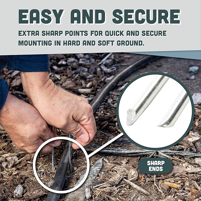 Squirrel Products U Shape Garden Stakes Metal, 6 Inch Landscaping Staples, 11 Gauge Stakes for Landscaping Fabric, 2.9mm 15x2.5x15cm – 50 Pack