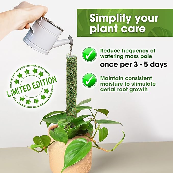 DUSPRO Self-Watering Natural Green Forest Moss Pole, Easy to Use Moss Sticks for Indoor Plants, Climbing Plant Support Stake with Self-Watering Feature, Moss Pole Monstera Plant Support 2pcs 23''