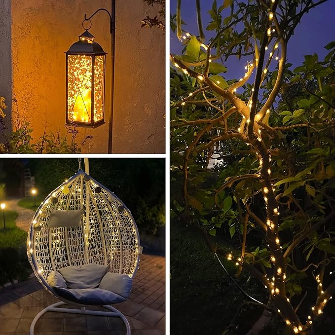 Solar String Lights Outdoor, 6 Pack Each 100 LED Solar Christmas Lights Outside Waterproof Copper Wire with 8 Modes Solar Fairy Twinkle Lights for Garden Yard Tree Wedding Christmas Decor (Warm White)