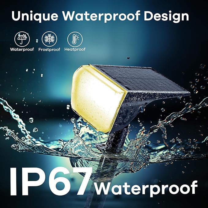 Linkind Solar Spot Lights Outdoor, 60 LEDs Solar Landscape Lights with 30% Conversion Rate and Waterproof IP67, Ideal for Outside, Garden, Yard, Pathway (4 Pack, Warm White)