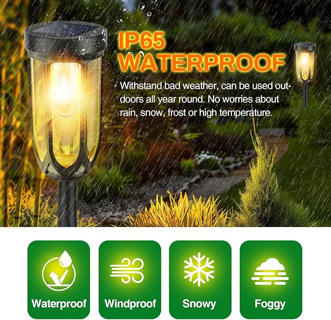 Solar Pathway Lights Outdoor 8 Pack, Solar Lights Outdoor Waterproof IP65, Bright Auto On/Off Driveway Patio Light, LED Solar Garden Lights Landscape Lighting for Walkway Lawn Yard