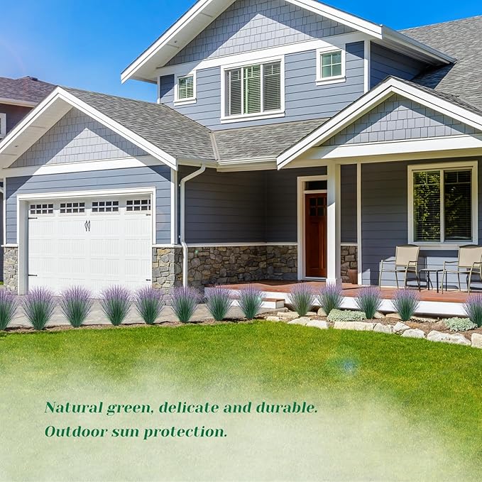 48Pcs Artificial Grass Plants, Faux Shrubs Wheat Grass, Artificial Tall Grass Fake Plants for Outdoor Decor,Artificial Greenery Stems Weed for Room Indoor Home Decor（Green Purple Tail）