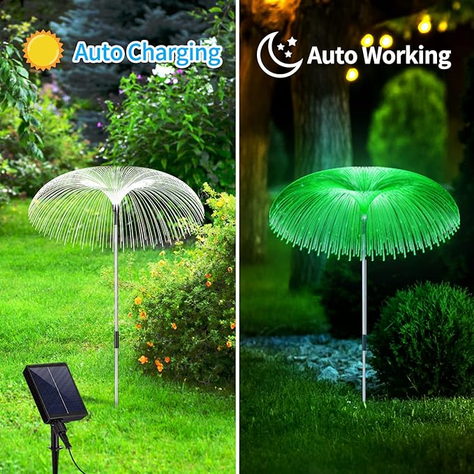 Solar Light for Outside 6 Pack 7 Colors Changing Jellyfish Light Outdoor Waterproof Solar Flowers Garden Lights for Yard Pathway Lawn Festival Wedding Party Decoration