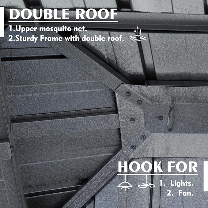 Kozyard Alexander 10' X 12' Hardtop, Aluminum Metal Gazebo with Galvanized Steel Double Roof Canopy, Curtain and Netting, Permanent Pavilion for Patio, Backyard, Deck, Lawn (Gray)