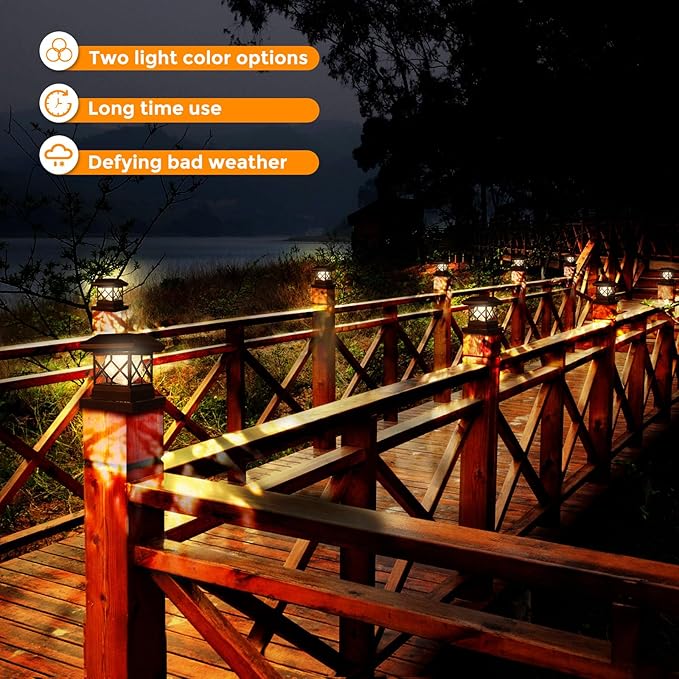 TWINSLUXES Solar Cap Lights Outdoor - Waterproof LED Fence Solar Lights for 3.5x3.5/4x4/5x5 Wood Posts in Patio, Deck or Garden Decoration 2 Pack