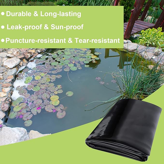 7 x 10 FT Pond Liner, 20 Mil Fish Pond HDPE Liner, Pond Liners for Outdoor Ponds, Koi Ponds, Garden Fountain, Waterfall