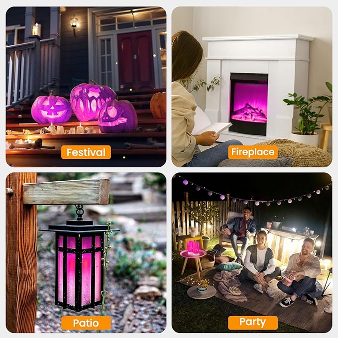 Hompavo 【Upgraded】 LED Flame Lights with Remote & Timer, Waterproof 4-Mode Rechargeable Battery Operated Flameless Candles, Pillar Flickering Lanterns for Room Patio Wedding Halloween Home Decor