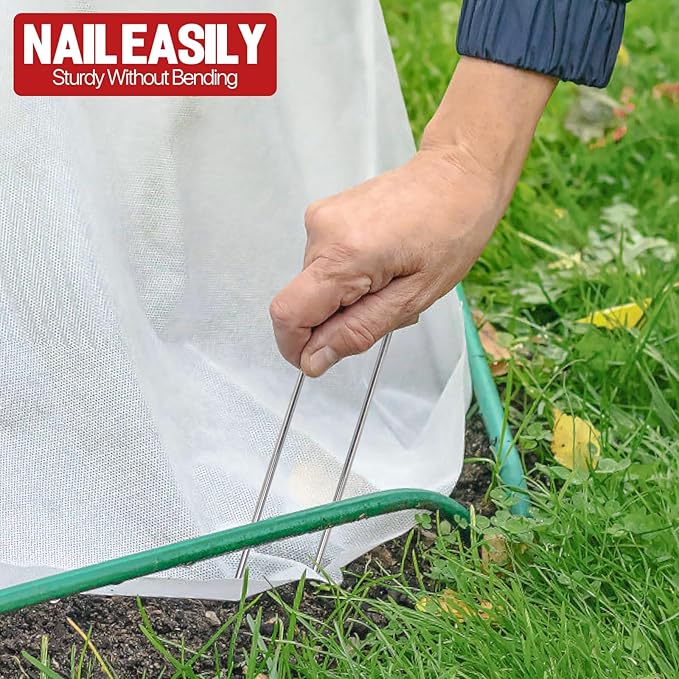 Landscape Staples 5 Inch 50 Pack,Garden Staples Galvanized Ground Stakes Anti-Rust Landscape Fabric Staples Garden Stakes for Irrigation Tubing, Fence, Weed Barrier, Ground Cover