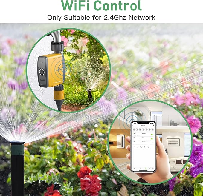 RAINPOINT WiFi Water Timer Hose Timer - Smart Garden Hose Faucet Timer with Weather Aware/3 Irrigation Plan/Automatic Rain Delay - APP Voice Control Sprinkler Valve Timer with WiFi Hub