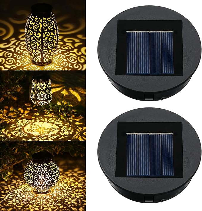 2 Pack Replacement Solar Light Parts-8 lumens Warm White LED Waterproof Solar Light Replacement Top Kit for Outdoor DIY Hanging Lanterns(3.15in)