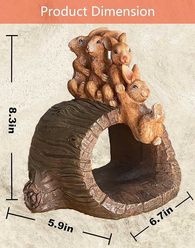 Decorative Gutter Downspout Extensions Statue, 3" x 4" Downspout Extender Outdoor Gutter Splash Block, Rabbit Decor Garden Gutter Guardian Sculpture, Garden Rain Downspout Diverter