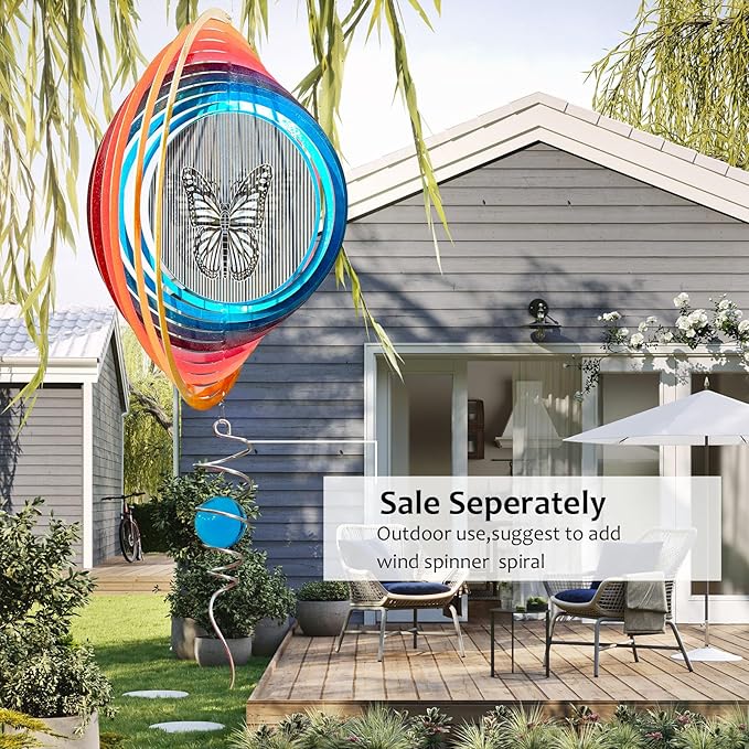 Wind Spinner Creates a Fluttering Butterfly 3D Animations Effect,Wind Spinners Ouddoor Butterfly Gift for Women/Grandma/Mom/Wife,12inch Mandala Wind Spinner Hanging Garden Yard Art Decor