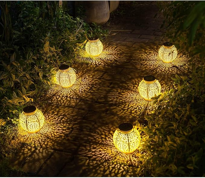 TAKE ME Solar Lanterns Lights Outdoor Waterproof Garden Laterns Metal Retro Lights for Mothers Day Gifts Mom Wife Grandma Birthday Gifts (White Set of 2)