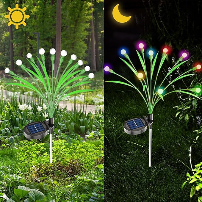 ZGWJ Solar Garden Lights, New Upgraded Solar Swaying Light, Solar Outdoor Lights Firefly Lights for Patio Pathway Outdoor Decor (Colorful, 4 Pack)