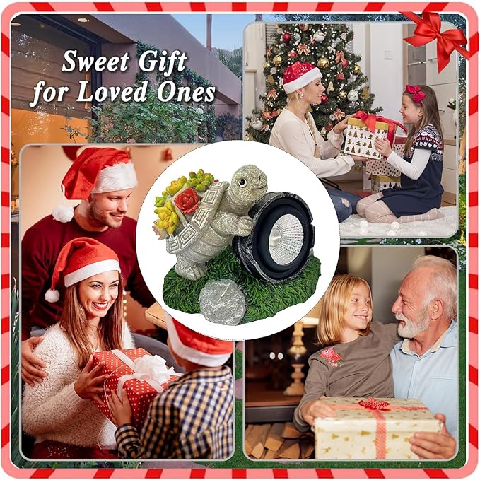 Garden Statue Turtle with Solar Spot Lights Outdoor Waterproof, Solar Figurines Turtle Light for Outside Pathway, Patio, Yard, Lawn, Porch, Home Decoration, Unique Gift.