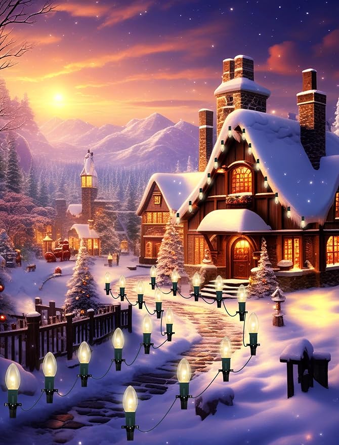 Christmas Pathway Lights Outdoor, 38Ft Outdoor Christmas Decorations with 25 C9 Warm White Christmas Pathway Stakes Lights, Connectable Christmas Walkway Lights for Yard Lawn Sidewalk Driveway Garden