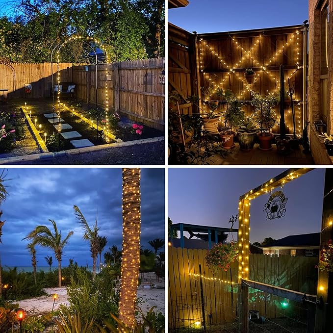 Solar String Lights Outdoor, 6 Pack Each 100 LED Solar Christmas Lights Outside Waterproof Copper Wire with 8 Modes Solar Fairy Twinkle Lights for Garden Yard Tree Wedding Christmas Decor (Warm White)