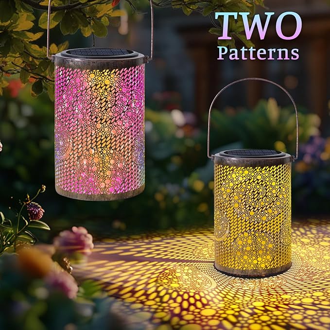 Solar-Powered Iron Art Lantern - Two Lighting Modes Waterproof Hanging Ambiance Lighting for Gardens & Patios, Perfect as Decorative Gift Housewarming Gift Mom Gifts (Bubble)