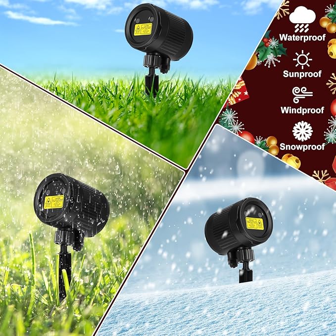 Honoson 1 Pcs Christmas Laser Projector Lights Outdoor RGB Laser Light with Remote Waterproof Motion Xmas Holiday Projector Garden Decoration for Lawns Party House (Red Green Color)