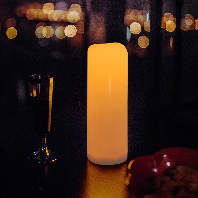 iZAN 1 PCS Outdoor Flameless LED Pillar Candle with Remote & Timer - Long Lasting Waterproof Flickering Battery Operated Electric Candle for Christmas Lantern Party Wedding Decoration 3"x8"