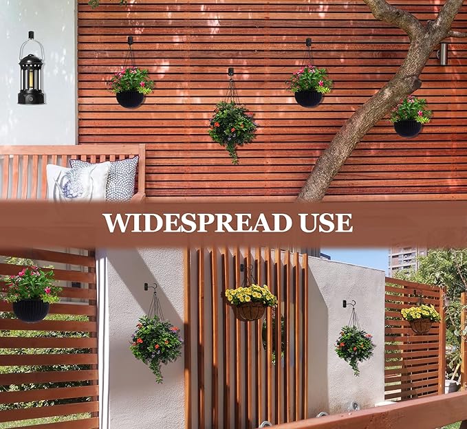 Hanging Plant Bracket 6inch Metal Plant Hook Shepherds Hook Decorative Wall Plant Hanger for Hanging Lanterns, Bird Feeder, Flower Basket, Home Decor Indoor & Outdoor 8 Pack Black