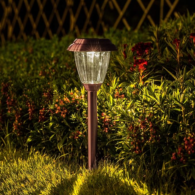 Solar Lights Outdoor - 8 Pack Copper Garden Walkway Lights Solar Powered Waterproof for Garden, Lawn, Yard, Pathway
