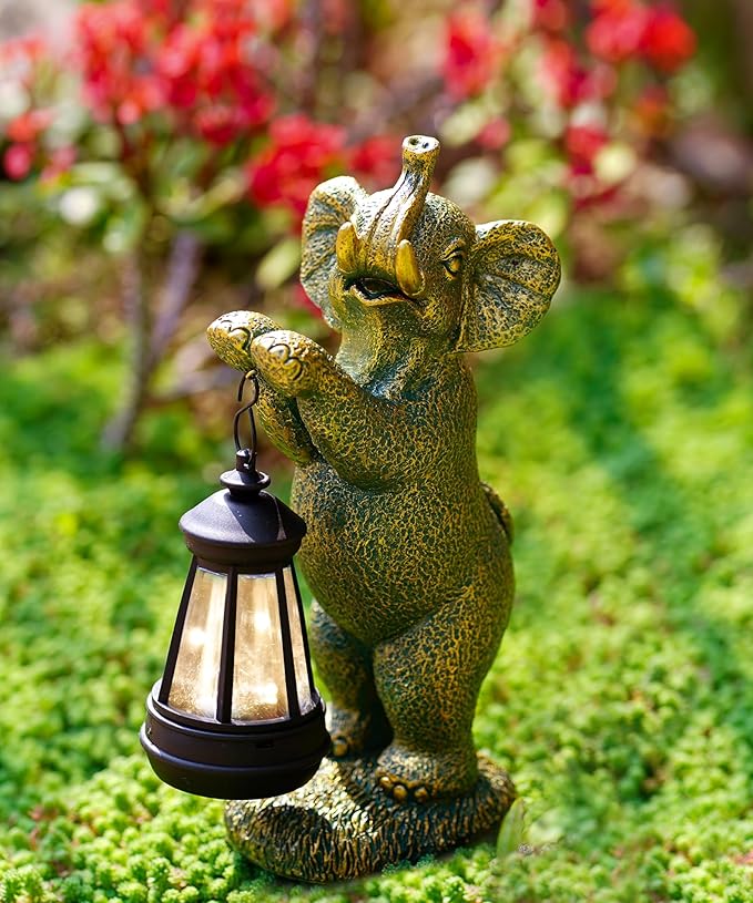 Solar Garden Outdoor Decor Statues: Art Figurines Decorations for Yard Patio Balcony Porch Lawn Ornaments - Gifts for Grandma Mom