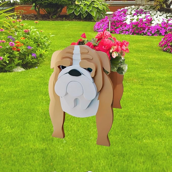 English Bulldog Dog Planter Plant Pots,Cute Garden Dog Flower Planter,Dog Planters Birthday Gifts for Women,Office,Indoor/Outdoor Decor（9.45 * 7.48 * 10.63in）