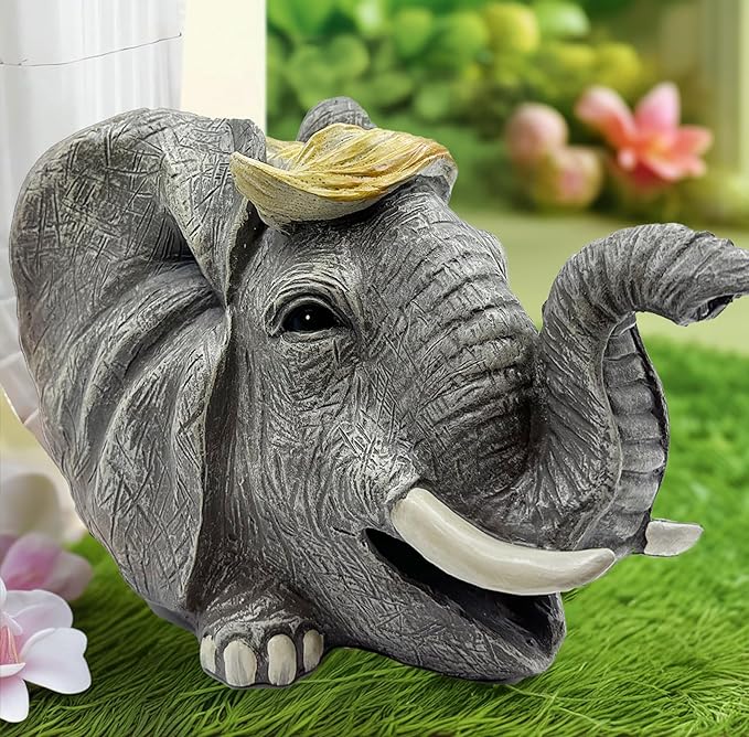 Teaeeno Elephant Decor Statue Gutter Downspout Extension Decorative,Animal Statue Outdoor Decor,3"×4" Rain Gutter Downspout Splash Block,Garden Splash Block Outdoor Sculpture,Rain Downspout Diverter