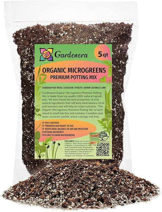 Organic Microgreens Premium Potting Mix: Superior Nutrient Retention and Plant Vitality - 5 Quart