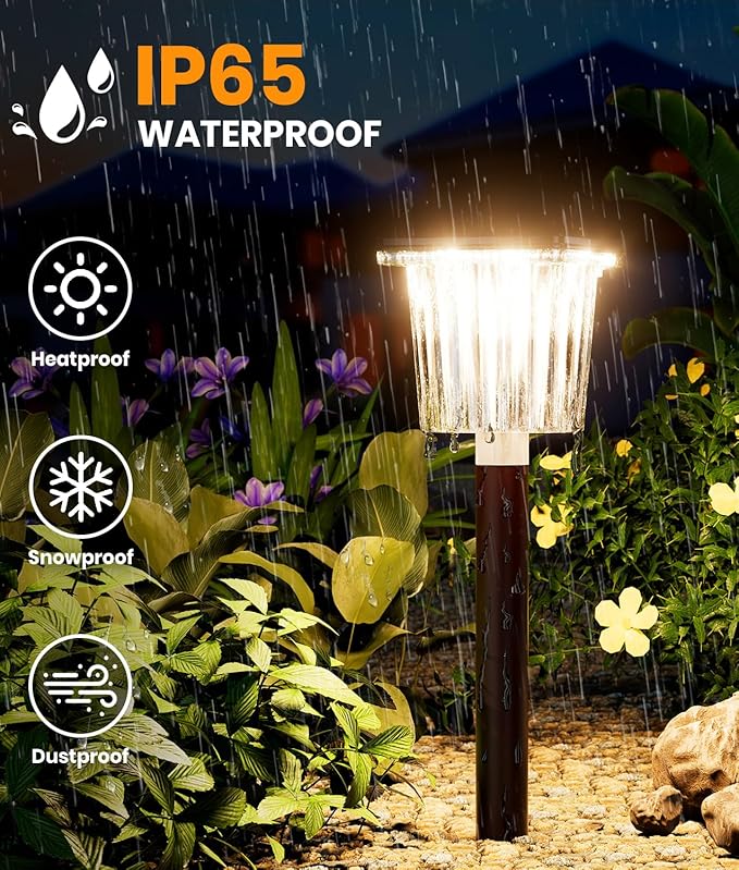 Super Bright Solar Pathway Lights Outdoor Powered,Adjustable Warm&Cool White,Waterproof IP65 Garden Decor Landscape Lighting Outside for Yard/Patio/Walkway/Driveway/Landscape (Cocoa Brown, 6 Pack)