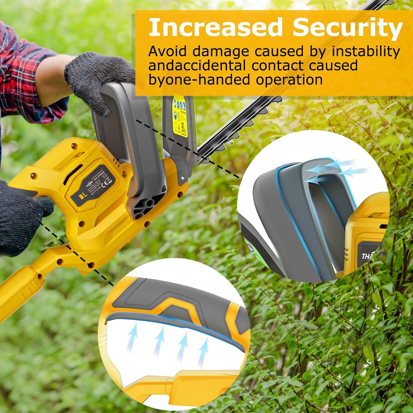 Hedge Trimmer Compatible for Dewalt 20V 60V DCB206 DCB609，Cordless Electric Hedge Trimmer with 1600RPM Brushless Motor, 22'' Dual-Action Blade with 3/5'' Cutting Capacity (NO Battery)