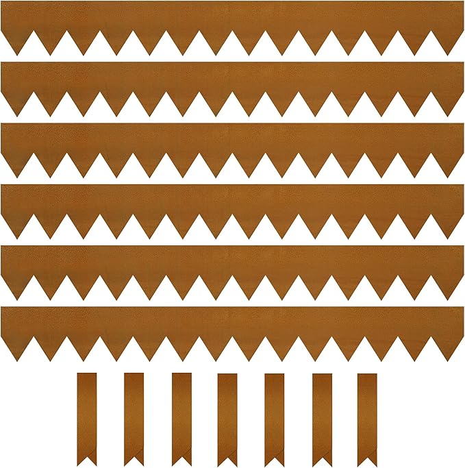 KOL Corten Steel Pre-Rusted Garden Lawn Edging - 6-Pack Metal Landscape Edging Strips - Heavy Duty Hammer-in Cor-Ten Steel Rust Border with 7 Clips - 14-Gauge - 40" L x 5.5" H (20FT Total Length)