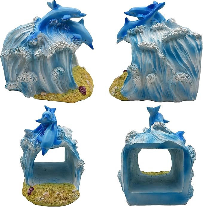 Dolphin Statue 3"x4" Gutter Downspout Extension Decor, Whimsical Garden Rain Diverter, Outdoor Decor Sculpture Ornament, Gutter Extender Diverter, Splash Blocks for Gutters Downspouts