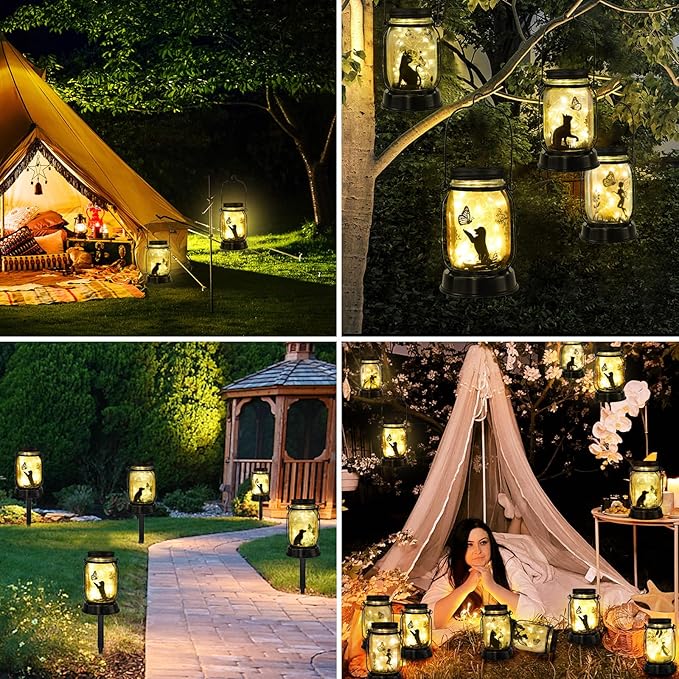 Kyoryuger Solar Dog Lantern 2PACK Dog Lover Gifts for Women Mom Grandma Unique Dog Mom Gifts Christmas Gifts for Dog Lovers Decorative Dog Memory Lanterns for Yard Lawn Patio Landscape Garden Decor