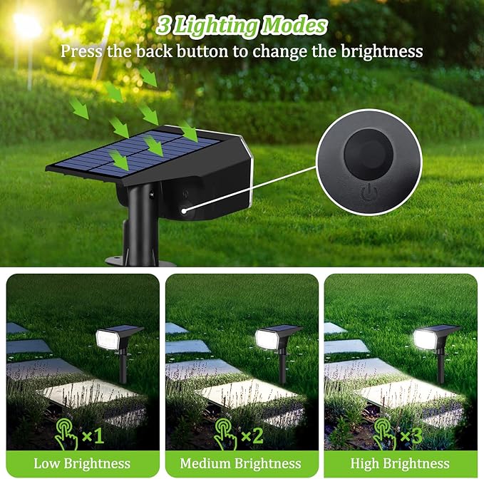 6-Pack Solar Spot Lights Outdoor, 59 LED Solar Lights Outdoor Waterproof, Outdoor Solar Lights for Yard with 3 Lighting Modes, Solar Landscape Spotlights for Garden Pathway Driveway Walkway